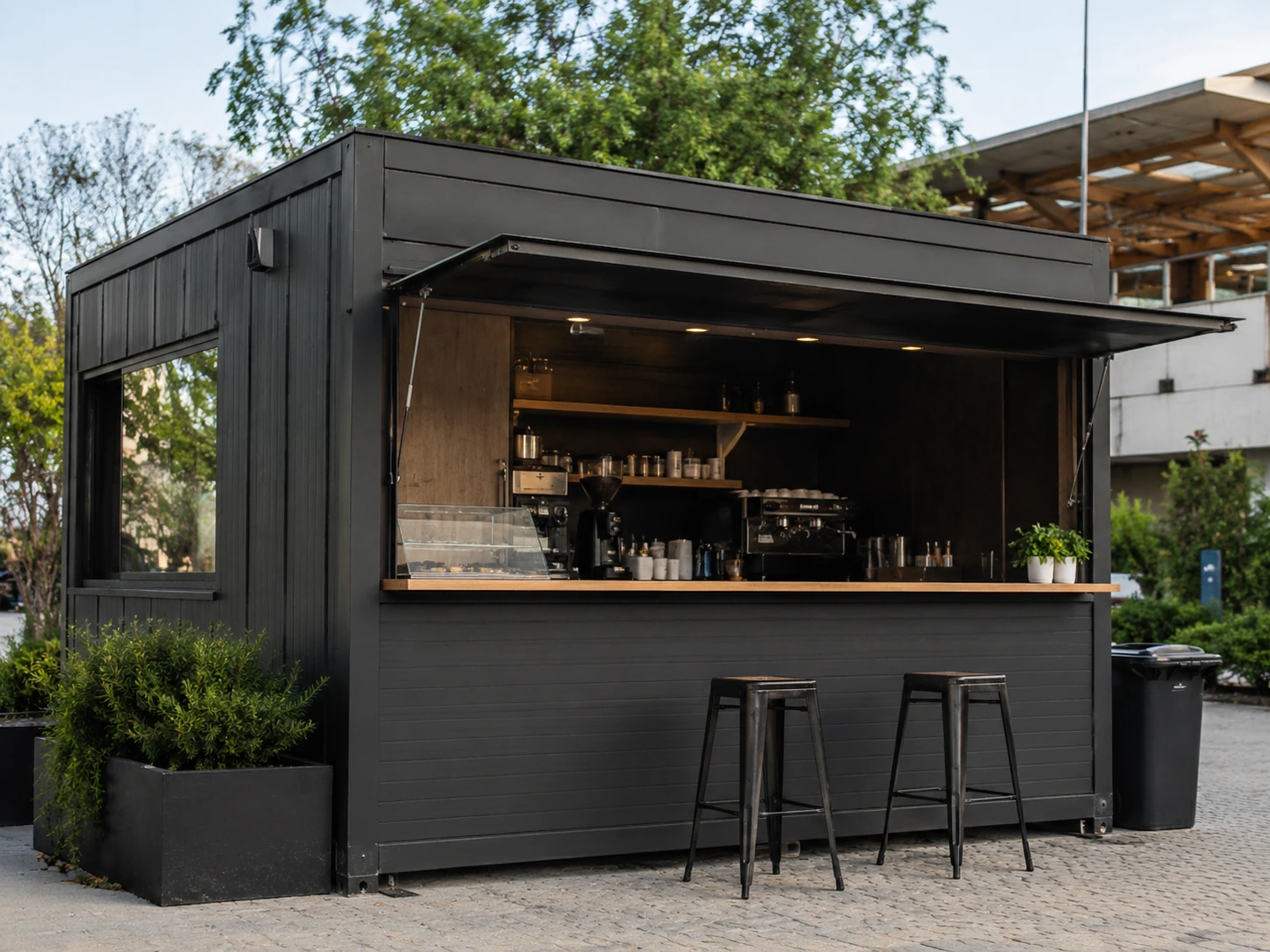 Cafetería modular exterior en formato de 20, 30 o 40 pies