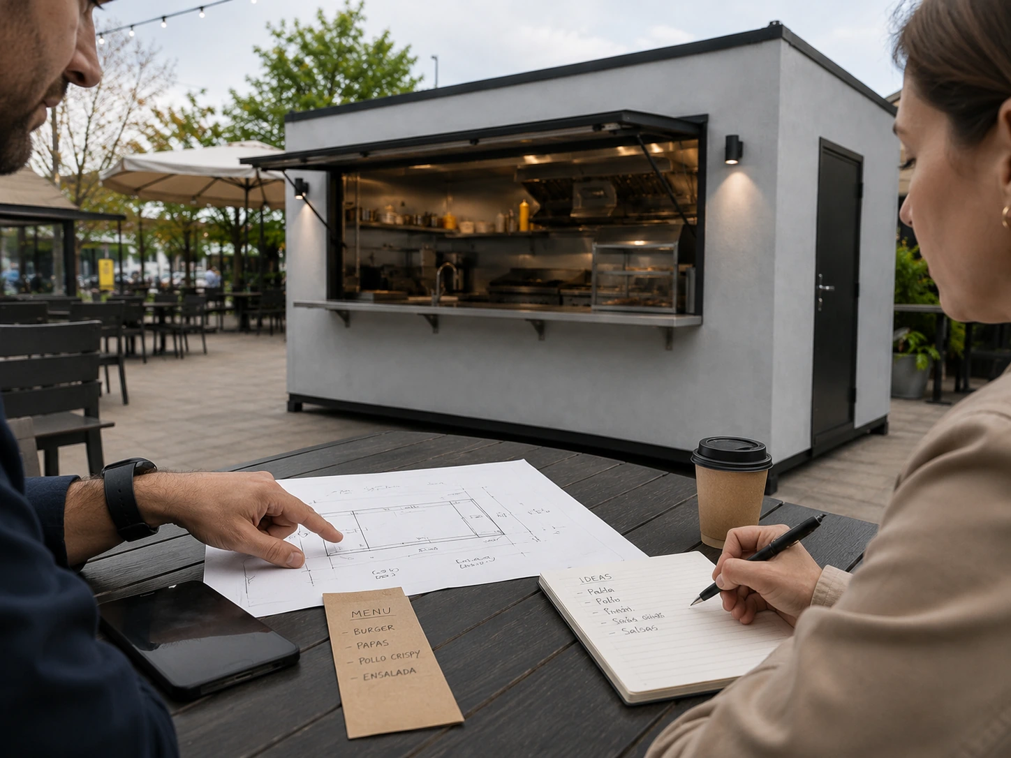 Reunión para definir el proyecto de cocina modular