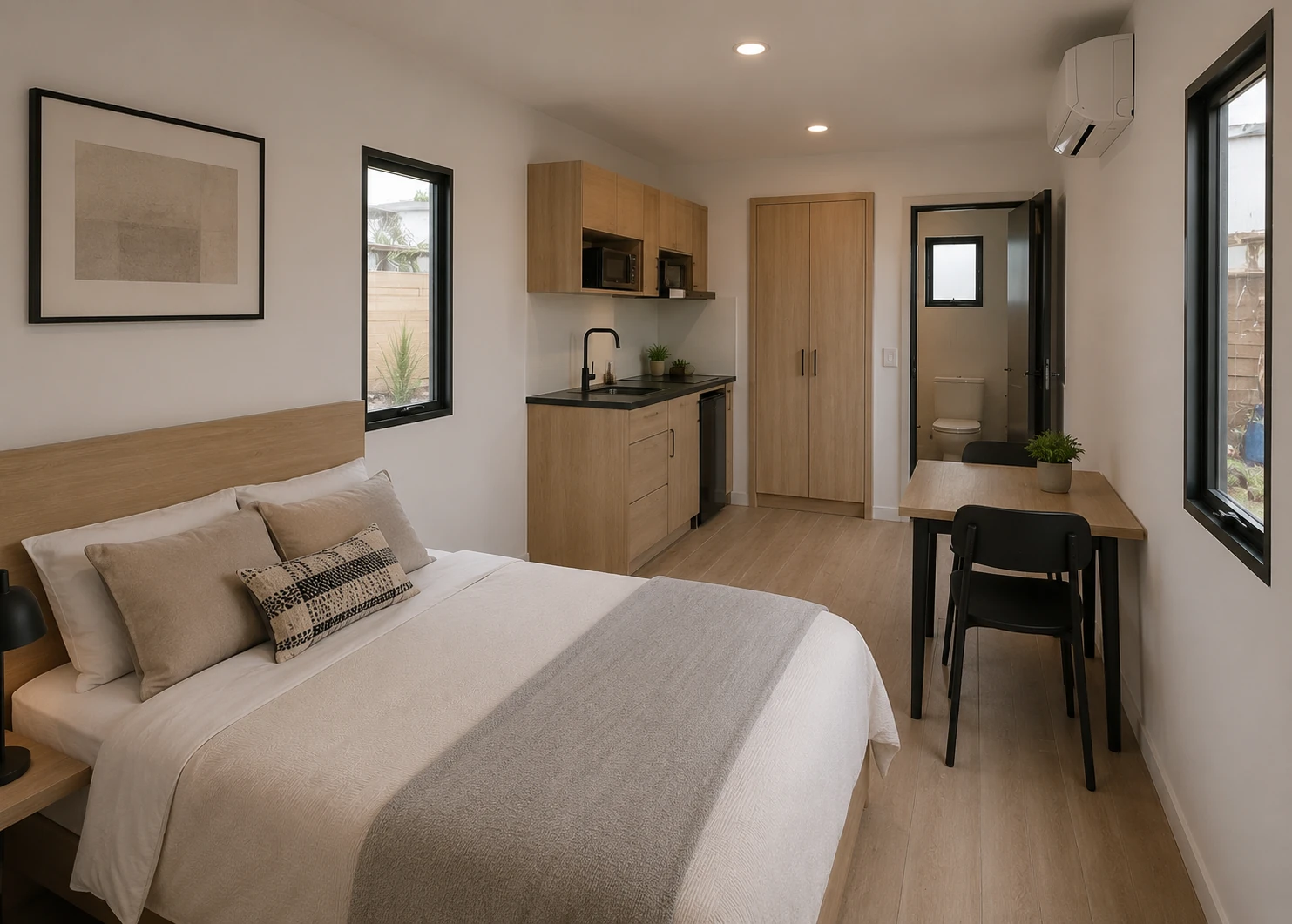 Interior compacto de habitación o junior suite modular