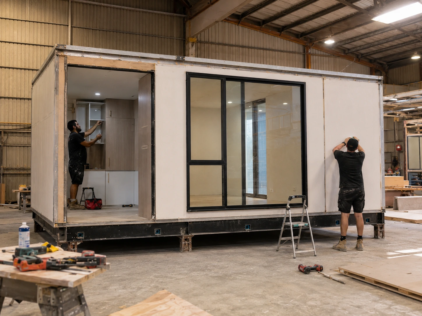 Fabricación en taller de módulos para un proyecto residencial o de hospedaje
