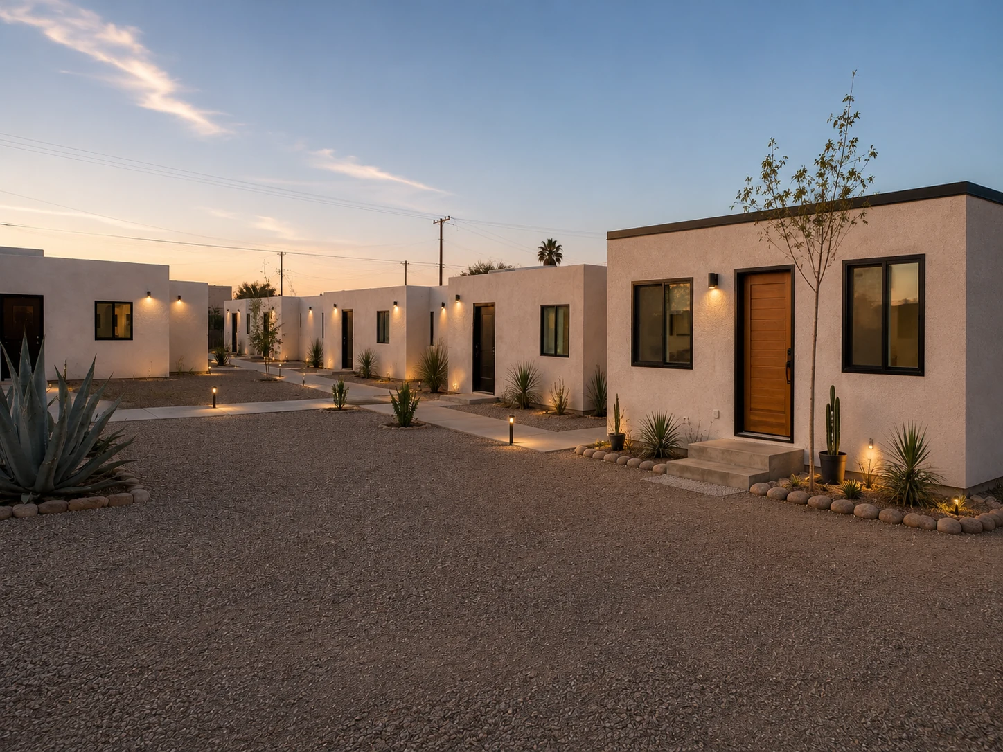 Casa modular amplia formada por varios módulos conectados
